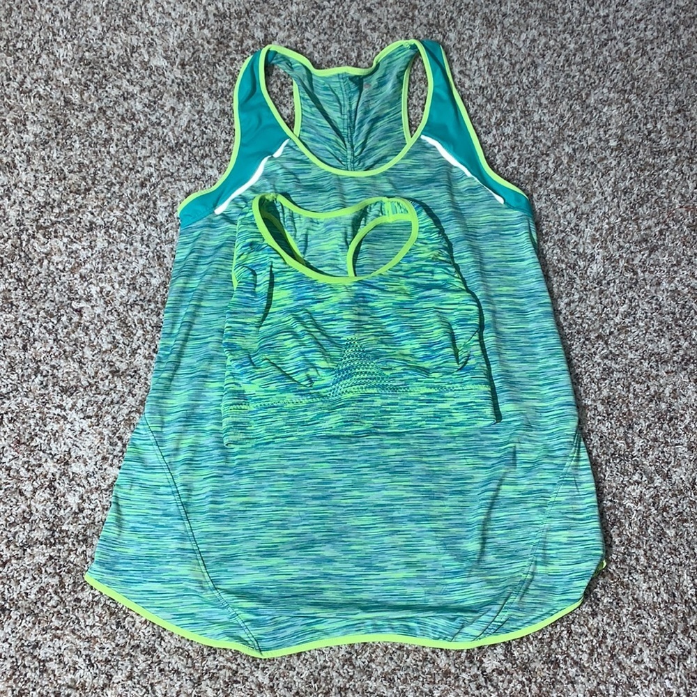 Tangerine Women's Green Tank top with matching sports bra size M